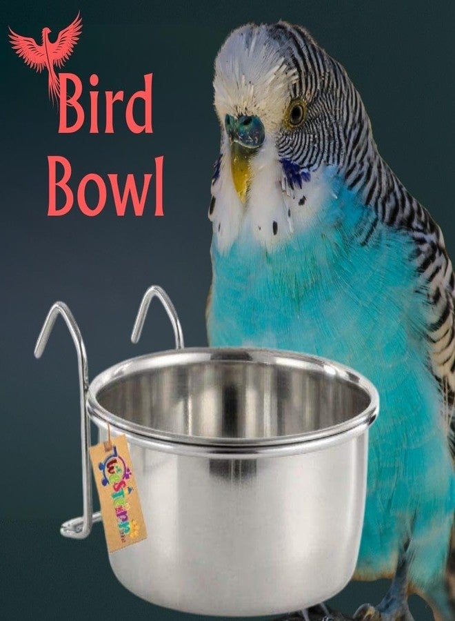 سايج سكوير وعاء طعام وبذور وماء للطيور من الفولاذ المقاوم للصدأ من سيج سكوير، مزود بحامل/علاقة - لا انسكاب ولا فوضى (قطعة واحدة) (200 مل) - Image 2